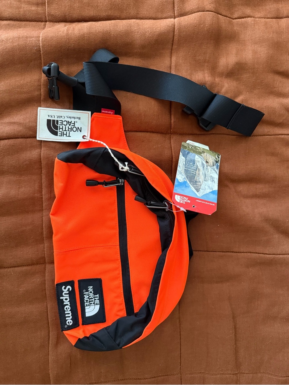 The North Face x SUPREME Orange and Black Waist Pack